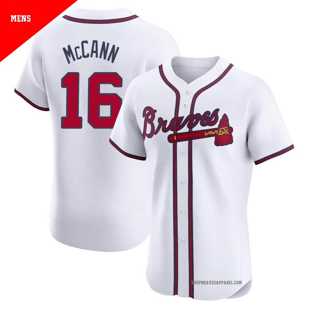 Men s 16 Brian McCann Atlanta Braves White Limited Home Jersey