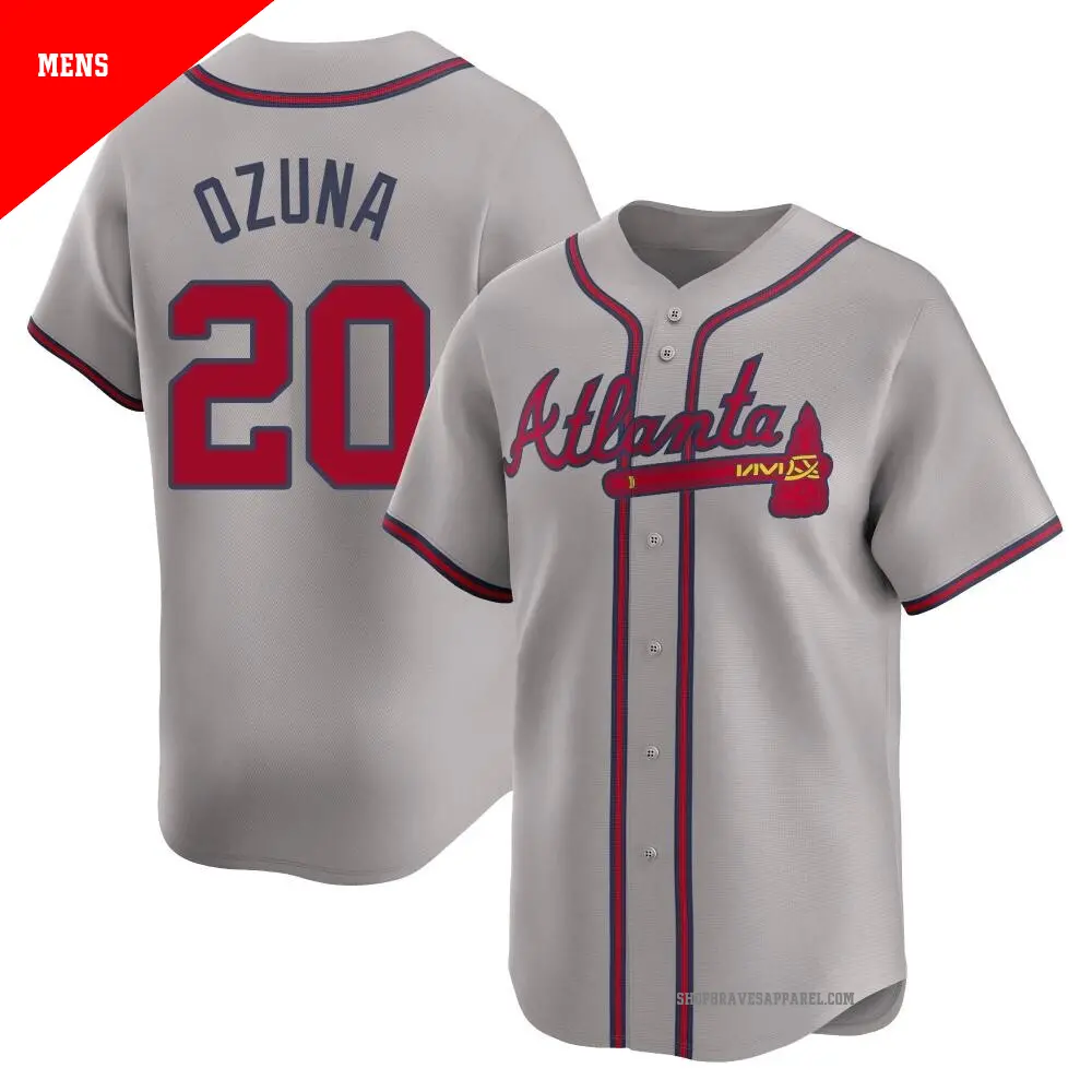 Men s 20 Marcell Ozuna Atlanta Braves Gray Limited Away Jersey